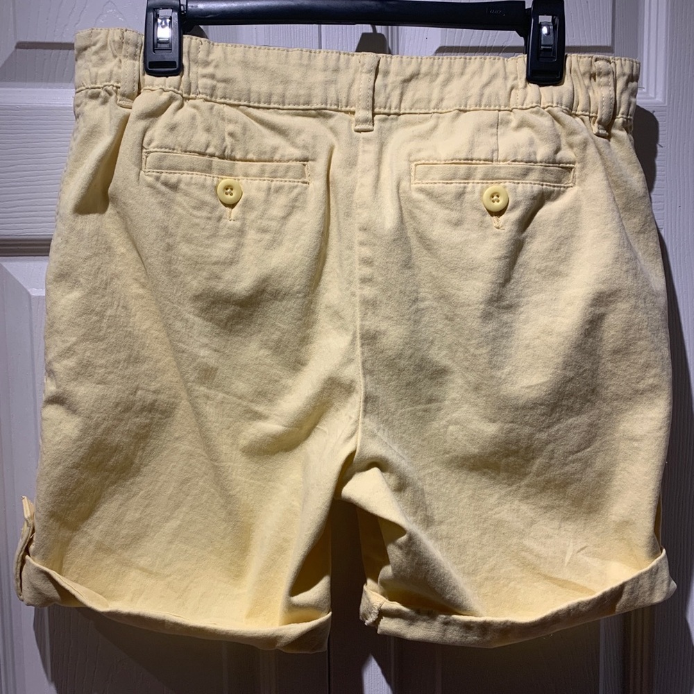 Yellow Stretch Button Shorts - Picture 5 of 6